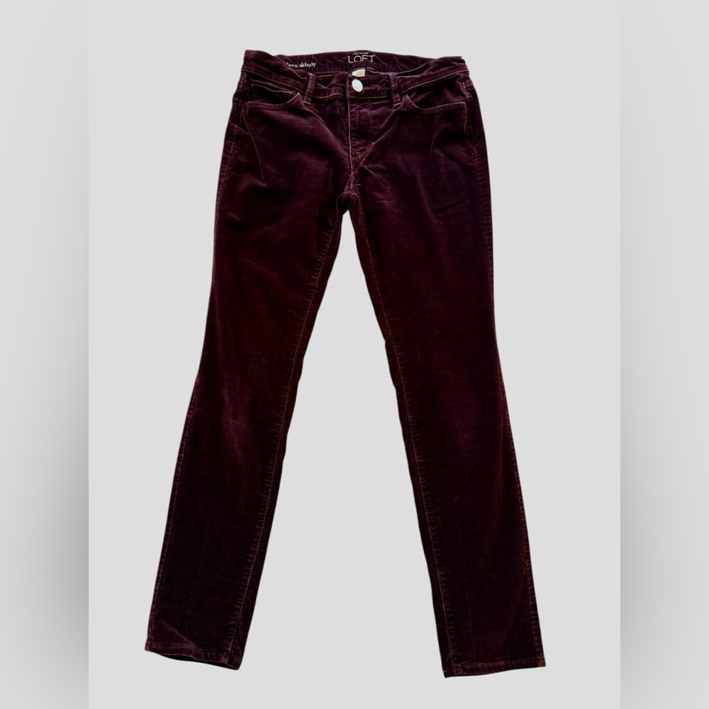 Ann Taylor LOFT Women's Deep Purple Plum Corduroy Modern Skinny Jeans Size 2P - Picture 3 of 16